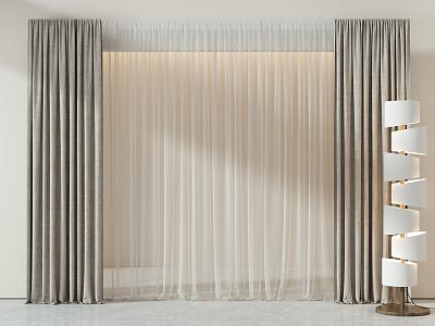 Curtain Cream Wind Curtain Silent Wind Curtain Living Room Curtain Bedroom Curtain Cloth Curtain Gauze Curtain 3d model