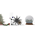 Christmas Decorative Items With Tree Snow Globe Star Ornaments And Gifts