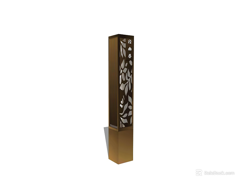 Modern Outdoor Garden Light Column With Laser Cut Flower Patterns And Weatherproof Design 3d model 