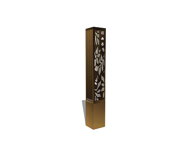 Modern Outdoor Garden Light Column With Laser Cut Flower Patterns And Weatherproof Design 3d model