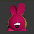 Playful Pink Cartoon Rabbit Character With Big Ears And Yellow Edges Decorative Toy