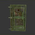 Vintage Rusty Metal Safe Featuring Red Star And Golden Pattern Design