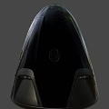 Futuristic Silver Space Capsule With Aerodynamic Design Metallic Finish Accents On Black Background