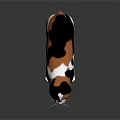 Three Colored Cat Figurine 3D Model in Standing Pose with Gray Background and Reflective Surface