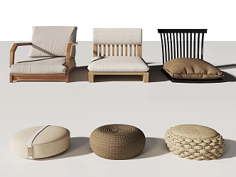 New Chinese Cushion Futon Cushion 3d model