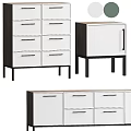 Stylish Modern Storage Cabinets Featuring White Drawers And Dark Wood Frame
