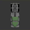 Green Semi Truck Model With Silver Cab And Black Wheels Design