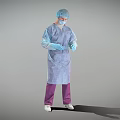 Man Wearing Blue Cap Face Mask Surgical Gown And Gloves With Hands In Front