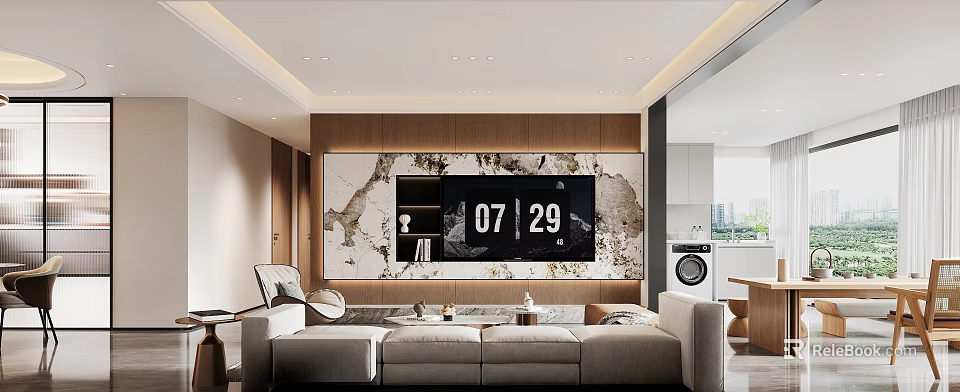Modern Bedroom Interior Design With Cozy Bed And Decorative Wall Art 3d model 