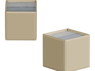 Beige Cube Footstool With Soft Gray Padding For Modern Interior Design 3d model