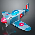 Toy Airplane Model with Blue Gray Body Red Nose Propeller and Circle Markings