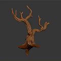 Unique Orange Brown Plant With Twisted Branches And Artistic Tree Stump Shape