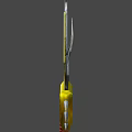 Ornate Gold Silver Sword With Red Wrapped Hilt And Sharp Decorative Blade