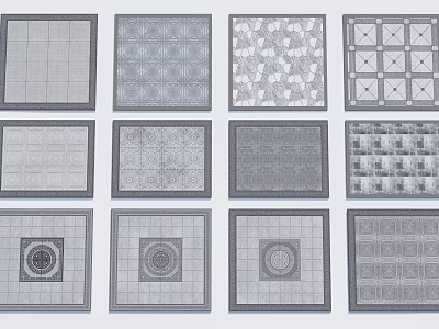 New Chinese pavement sketch pavement texture 3d model New Chinese pavement sketch pavement texture 3d model