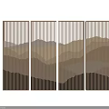 Modern Wooden Room Divider With Vertical Slats And Mountain Pattern Design