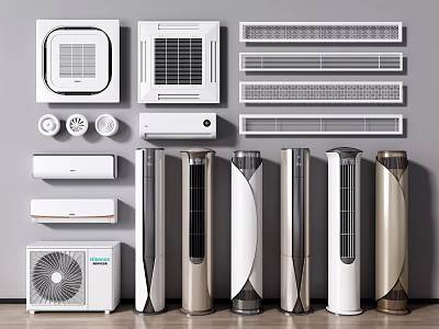 Various Types Of Air Conditioners And Fans With Modern Designs For Home Use 3d model