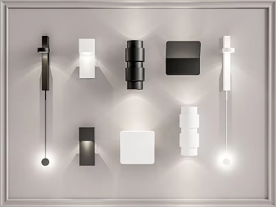 Stylish Modern Black and White Wall Lamps with Various Contemporary Designs 3d model