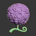 Vibrant Purple Sphere With Intricate Swirl Patterns And Green Curved Attachment