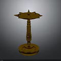 Traditional Golden Decorative Lamp With Star Shaped Top And Intricate Columnar Base