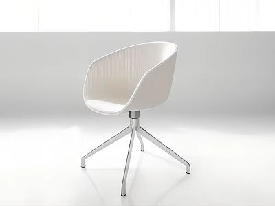 White Modern Office Chair With Curved Backrest And Sleek Metal Base 3d model
