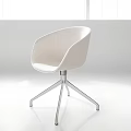 White Modern Office Chair With Curved Backrest And Sleek Metal Base