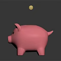 Pink Piggy Bank With Gold Coins Falling Above Its Surface