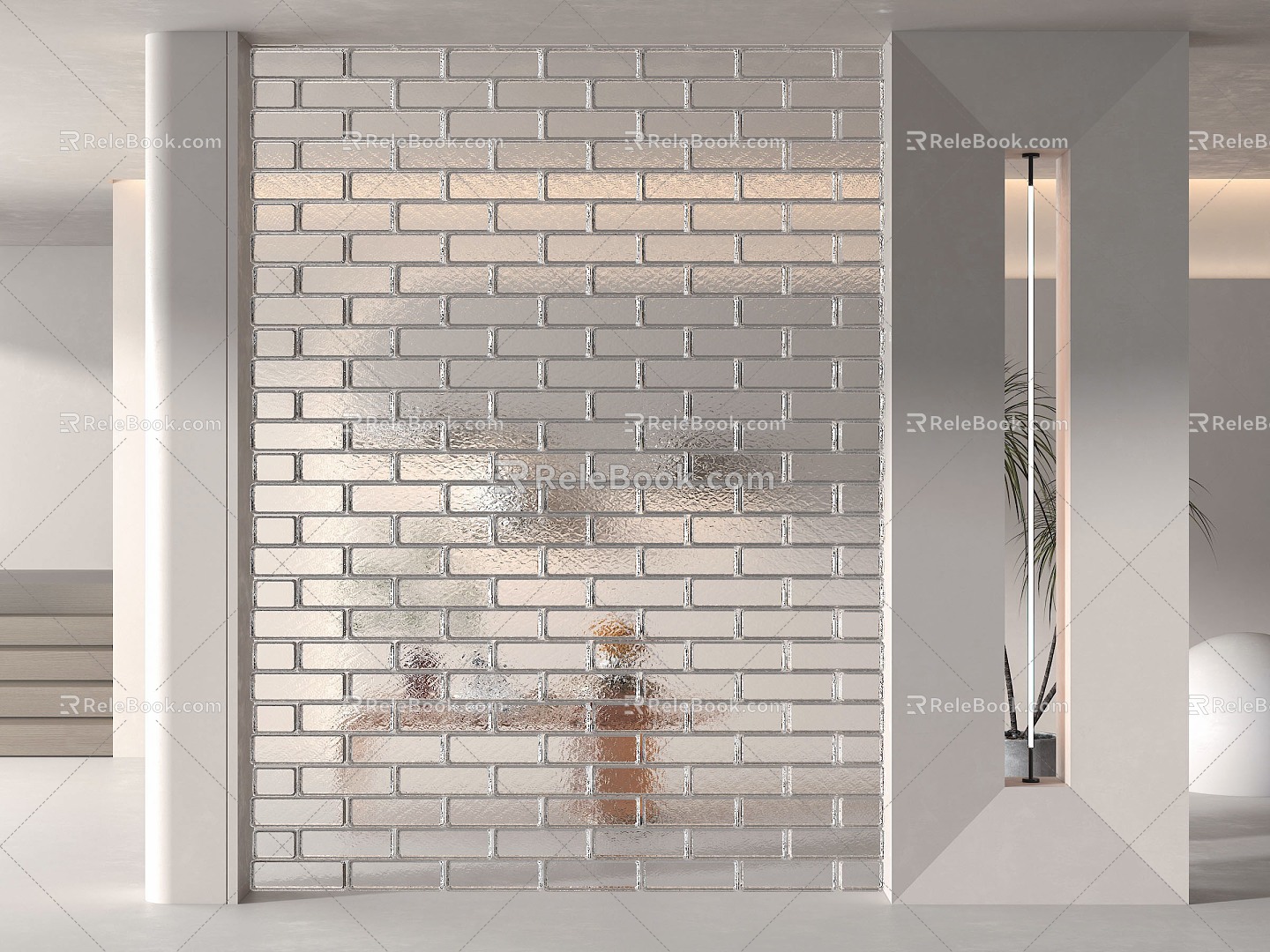 Modern glass brick glass brick partition porch 3d model