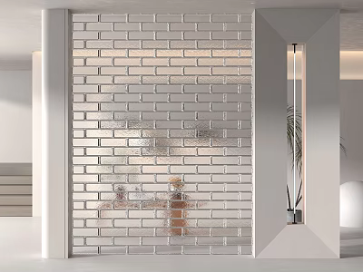 Glass Brick Wall in Modern Interior Setting 3d model
