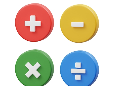 Add, subtract, multiply and divide math symbol math icon button 3d model