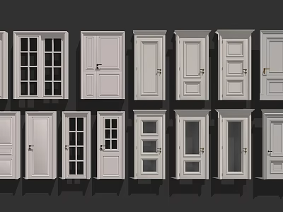 Swing Doors With Various Designs Including Glass Panels And Panel Styles For Home Interior 3d model