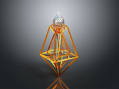Modern Gold Geometric Household Decorative Item With Transparent Top Sphere Design 3d model
