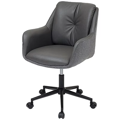 Modern Grey Leather Office Chair With Armrests And Swivel Wheels 3d model