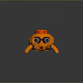 Orange Mechanical Robot With Multiple Legs And Cannons On Body Design