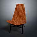 Modern Wooden Chair With Curved Backrest Seat And Black Metal Legs