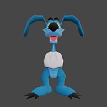 Blue Cartoon Style Game Movie Character With Long Ears Black Nose And Open Mouth