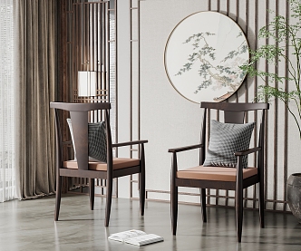 New Chinese-style armchair dining chair 3d model