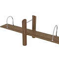 Wooden Outdoor Seesaw Playground Equipment With Metal Curved Handrails And Double Seats