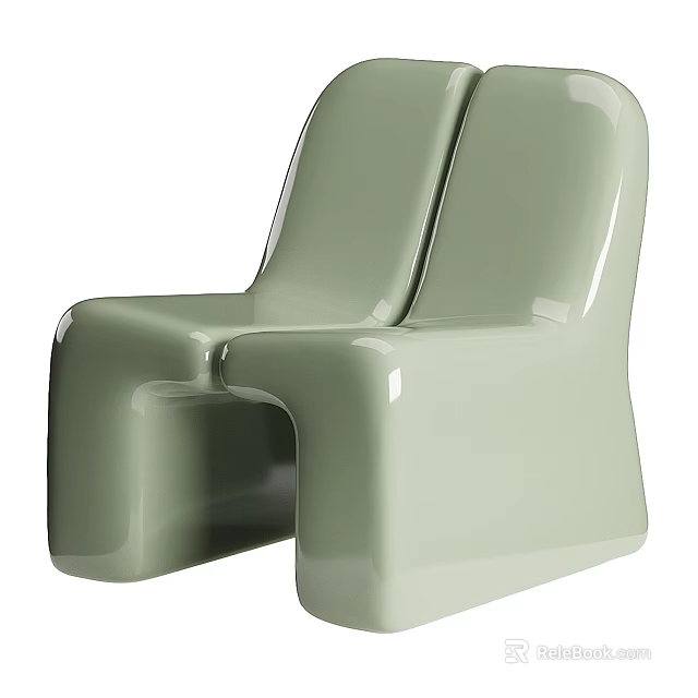 Sleek Modern Light Green Leisure Chair With Glossy Surface And Streamlined Design 3d model 