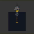 Offshore Oil Drilling Platform Structure With Drilling Rig Crane And Ocean Environment
