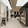 Elegant Modern Clothing Store Interior Design With Marble Floor And Neat Clothing Display Racks