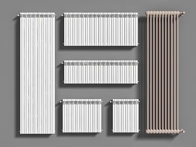 Modern Radiators in White and Brown Colors with Various Sizes for Home Use 3d model