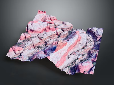 Garden Landscape Featuring Colorful Pink And Purple Rock Formations With Natural Terrain Design 3d model