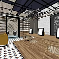 Stylish Hair Beauty Salon Interior Featuring Green Sofas Yellow Chairs Wooden Cabinets And Pendant Lights