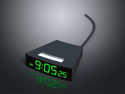 Black Digital Time and Date Display Device with Green LED Screen Showing Time and Date 3d model
