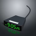 Black Digital Time and Date Display Device with Green LED Screen Showing Time and Date 3d model