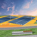 Outdoor Fitness Facility With Two Tennis Courts And Curved Running Track On Green Grass