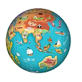 Decorative Globe Ornament Set with Colorful Animal Illustrations and Pacific Ocean Design