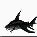 Ferocious Blue Spiked Shark Character With Winged Fins And Mythical Features