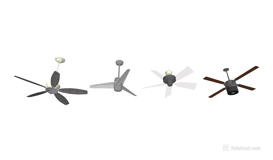 Different Styles of Ceiling Fans with Modern and Classic Design for Home Use 3d model 