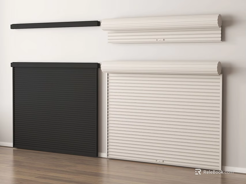 Black And White Wall Mounted Roller Shutters With Different Styles For Indoor Use 3d model 